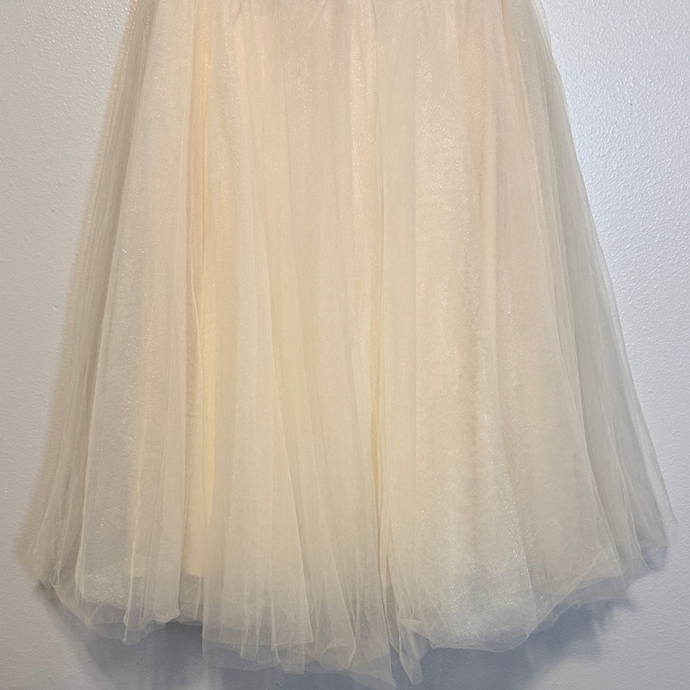 Chi Chi London Beautiful Blush Pink Lace Detail and Tulle Tea Length Dress - Picture 4 of 7